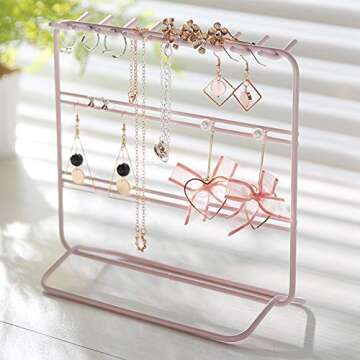kaileyouxiangongsi Jewelry Organizer, Jewelry Holder, Perfect Earrings, Necklaces and Bracelets Holder, Pink