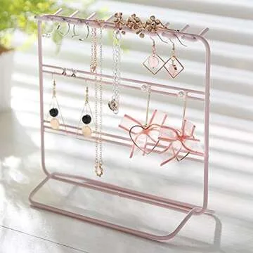 kaileyouxiangongsi Jewelry Organizer, Jewelry Holder, Perfect Earrings, Necklaces and Bracelets Holder, Pink