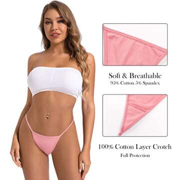 OKalyn Women Cotton G-Strings Thongs Underwear 10 Packs Stretch T-Backs Bulk Panties Regular & Plus Size
