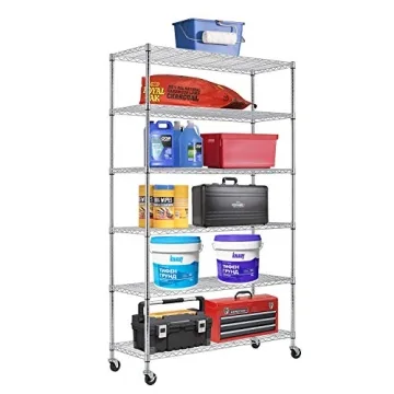 PayLessHere 6 Tier Commercial Grade Wire Shelving Unit with Wheels - 2100LBS Capacity