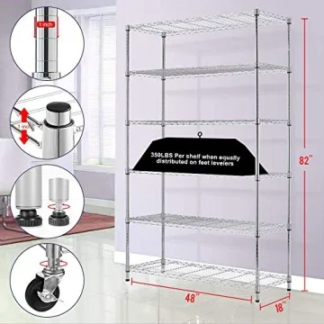 PayLessHere 6 Tier Wire Shelving Unit - Heavy Duty Storage