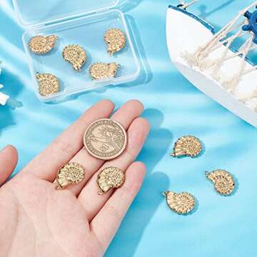 UNICRAFTALE 10pcs Golden Conch Shell Charm Pendants Stainless Steel Dangle Pendant Metal Hypoallerge...