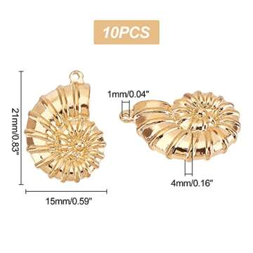 UNICRAFTALE 10pcs Golden Conch Shell Charm Pendants Stainless Steel Dangle Pendant Metal Hypoallergenic Snail Shell Charms for Jewelry Making 21x15mm