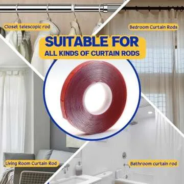 LUTQ 13 Ft Curtain Rod Tape - Smooth and Silent Curtain Rod Sliding Accessories for Drapery Curtain Rings - Hard Surface - Wide - Make Curtains Slide Easier