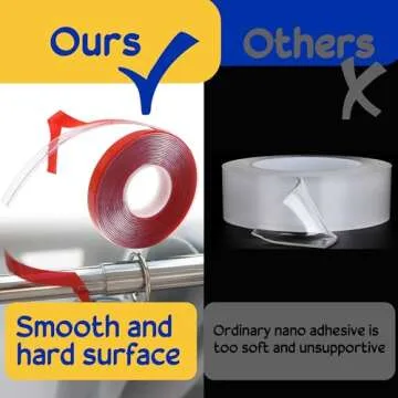 LUTQ 13 Ft Curtain Rod Tape - Smooth and Silent Curtain Rod Sliding Accessories for Drapery Curtain Rings - Hard Surface - Wide - Make Curtains Slide Easier