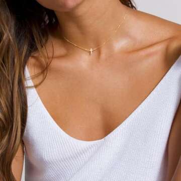 IEFWELL Valentines Day Gifts for Women - Cross Necklace for Women Trendy Stuff Gold Cross Necklaces for Women Dainty Gold Necklaces for Women Trendy Gold Jewelry for Women Non Tarnish Gold Necklace