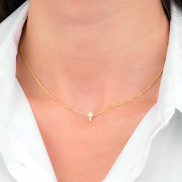 IEFWELL Valentines Day Gifts for Women - Cross Necklace for Women Trendy Stuff Gold Cross Necklaces for Women Dainty Gold Necklaces for Women Trendy Gold Jewelry for Women Non Tarnish Gold Necklace