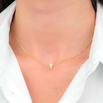 IEFWELL Valentines Day Gifts for Women - Cross Necklace for Women Trendy Stuff Gold Cross Necklaces for Women Dainty Gold Necklaces for Women Trendy Gold Jewelry for Women Non Tarnish Gold Necklace
