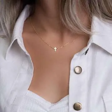 IEFWELL Valentines Day Gifts for Women - Cross Necklace for Women Trendy Stuff Gold Cross Necklaces for Women Dainty Gold Necklaces for Women Trendy Gold Jewelry for Women Non Tarnish Gold Necklace