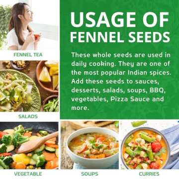 Jiva Organic Fennel Seeds 7 Oz Bag - Non-GMO, Certified, Vegan - Resealable Bag - Product of India