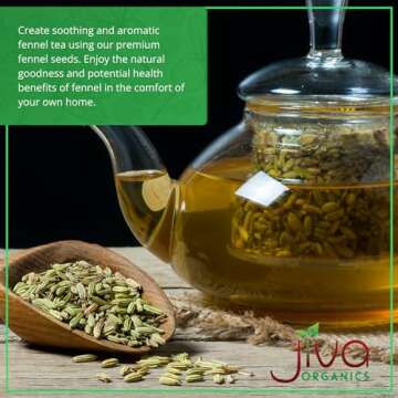 Jiva Organic Fennel Seeds 7 Oz Bag - Non-GMO, Certified, Vegan - Resealable Bag - Product of India