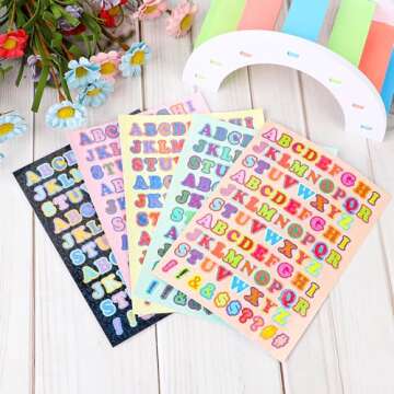 Colorful Self Adhesive Letter Stickers for Crafting Fun