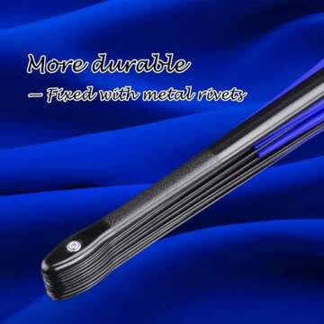 HONSHEN 2 Pack Large Folding Hand Fan, blue Chinese Kung Fu Tai Chi Fan Nylon-Cloth Fan For Men And Women Performance, Dance, Decorations, Festival, Gift (Folding fan blue 2p)