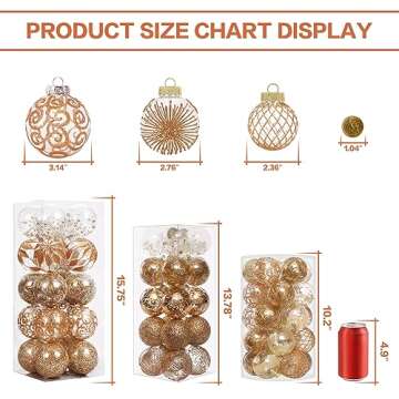 70MM/2.76" Christmas Ornaments Set, 20PCS Shatterproof Decorative Hanging Ball Ornament with Stuffed...