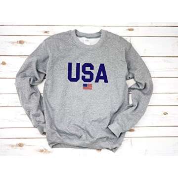 Up2ournecksinfabric USA Sweatshirt Fourth of July Red White and Blue America Top 4th of July Shirt W...