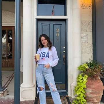 Up2ournecksinfabric USA Sweatshirt Fourth of July Red White and Blue America Top 4th of July Shirt Womens Clothing