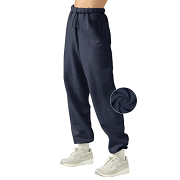 LASLULU Womens Baggy Sweatpants Fleece Lined Cinch Bottom Joggers Pants Winter Warm Workout Running ...