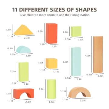 OOOK 100pcs Building Blocks for Toddlers 1-3, Wooden Blocks for Kids with Storage Bucket and Shape Sorter Lid, Montessori Toys for 1 2 3 Year Old, Learning Toys for Preschool Girls and Boys