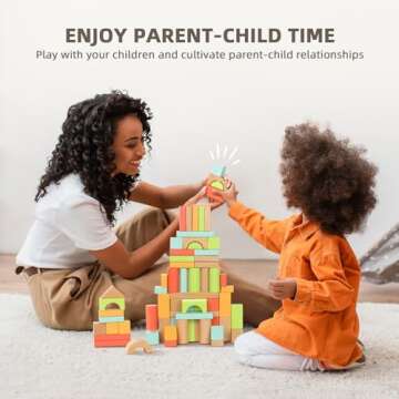 OOOK 100pcs Building Blocks for Toddlers 1-3, Wooden Blocks for Kids with Storage Bucket and Shape Sorter Lid, Montessori Toys for 1 2 3 Year Old, Learning Toys for Preschool Girls and Boys