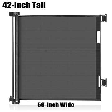 42-Inch Extra Tall Baby Gate 56" Wide Tall Dog Gate Retractable Baby Gates Adjustable Dog Gates for ...