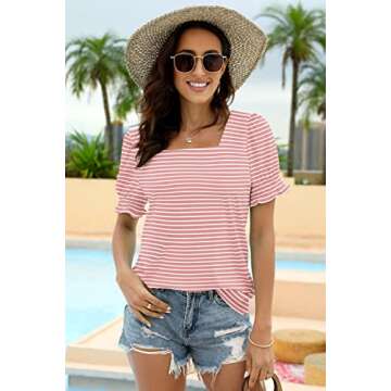 Stylish WIHOLL Square Neck Shirt for Women - Spring Casual Fashion in Dreamy Stripes 2025