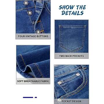 Womens Long Denim Skirt Casual A-Line Stretch Jean Skirt for Women High Waisted Vintage Denim Maxi Skirt with Pockets Blue US 8