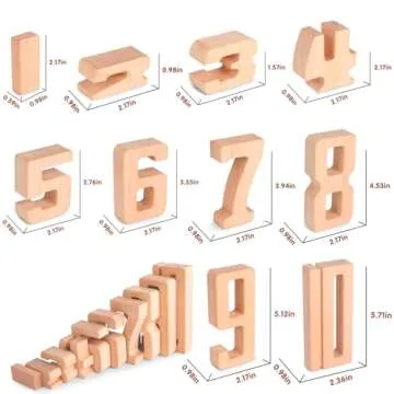 Lasoba Wooden Number Building Blocks, Large Digit Blocks 1-10, 10 Pcs Math Blocks Number Toys for Kids, Educational Blocks for Toddlers, Toys to Learn Numbers for 3 Year Olds +