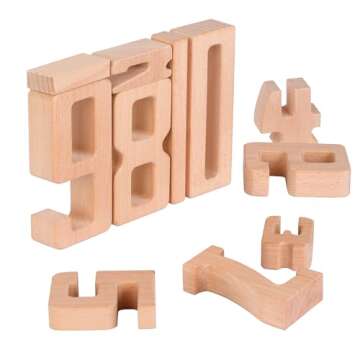 Lasoba Wooden Number Building Blocks, Large Digit Blocks 1-10, 10 Pcs Math Blocks Number Toys for Kids, Educational Blocks for Toddlers, Toys to Learn Numbers for 3 Year Olds +