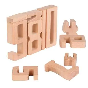 Lasoba Wooden Number Building Blocks, Large Digit Blocks 1-10, 10 Pcs Math Blocks Number Toys for Kids, Educational Blocks for Toddlers, Toys to Learn Numbers for 3 Year Olds +
