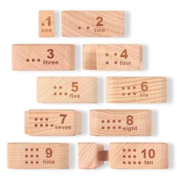 Lasoba Wooden Number Building Blocks, Large Digit Blocks 1-10, 10 Pcs Math Blocks Number Toys for Kids, Educational Blocks for Toddlers, Toys to Learn Numbers for 3 Year Olds +
