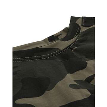 SweatyRocks Women's Summer Short Sleeve T Shirts Distressed Ripped Crop Tops Green Camo L