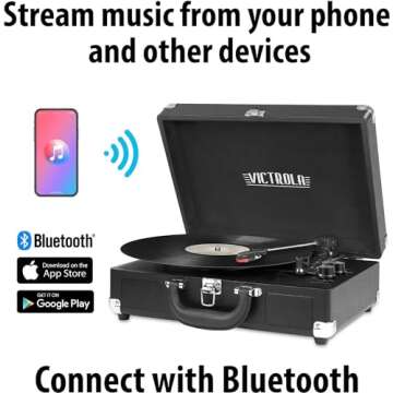 Victrola Vintage 3-Speed Bluetooth Portable Suitcase Record Player with Built-in Speakers | Upgraded...