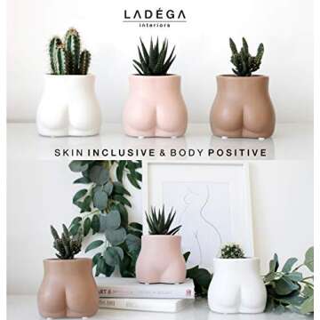Body vase – Butt Vase – White Vases for Home Decor - Ceramic Planter - Plant Pot for Succulents - Female Form vase – White Ceramic vase - Small vase - Modern Boho Chic - Womens Office Decor
