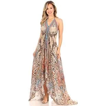 Sakkas Lizi Women's Maxi Halter Dress - Vibrant Summer Wear