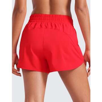 CRZ YOGA Womens High Waisted Running Shorts Mesh Liner 3'' Dolphin Quick Dry for Athletic Gym Track ...
