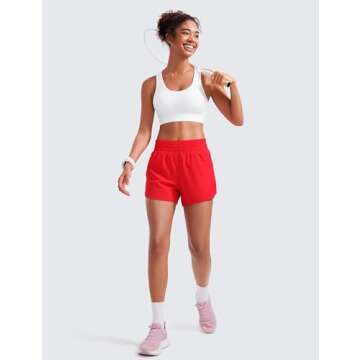 CRZ YOGA Women’s 3'' High Waisted Running Shorts