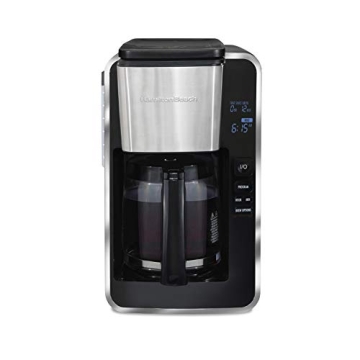 Hamilton Beach 12 Cup Programmable Front-Fill Drip Coffee Maker with Glass Carafe, Auto Shutoff, 3 B...