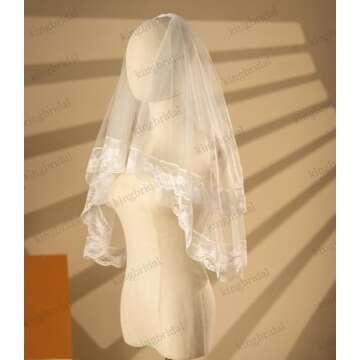 Elegant 2 Tier Lace Bridal Veil for Modern Brides