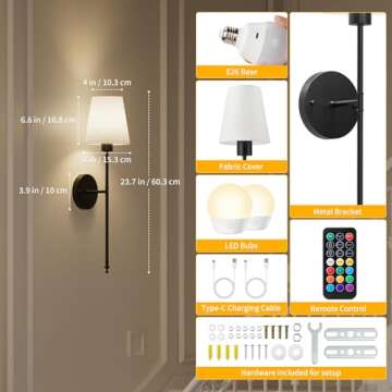 Stylish Brightown Battery Operated Wall Sconces Set of 2