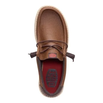 Comfortable HEYDUDE Wally Waxed Brown Casual Loafers