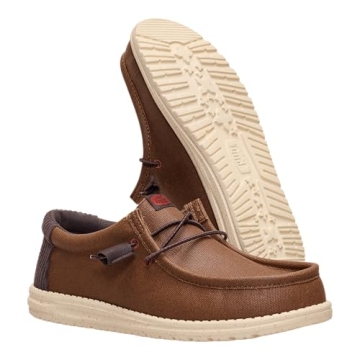 Comfortable HEYDUDE Wally Waxed Brown Casual Loafers