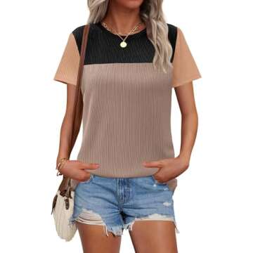 Stylish Zeagoo Women's Color Block T-Shirt for Summer