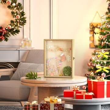 Love-KANKEI Shadow Box Frame 11x14, Deep Large Shadow Box Display Case with Unique Beads Door and Gl...