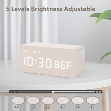 Elegant Wooden Alarm Clock with Wireless Charging Options