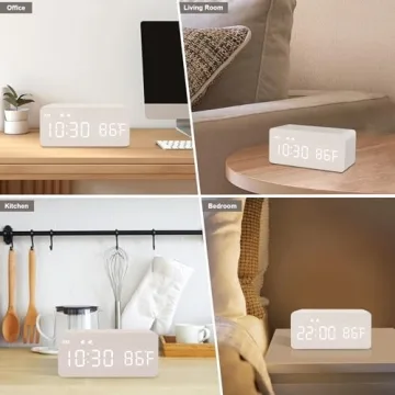 Elegant Wooden Alarm Clock with Wireless Charging Options