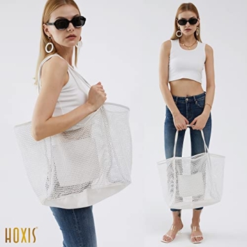 Stylish HOXIS Mesh Beach Tote for Women - Lightweight & Durable