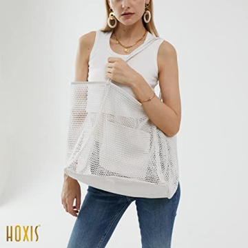 Stylish HOXIS Mesh Beach Tote for Women - Lightweight & Durable