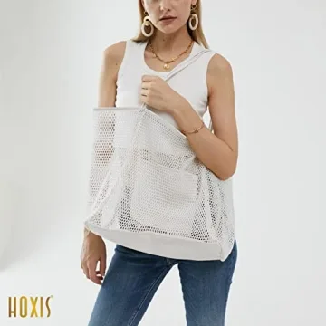 Stylish HOXIS Mesh Beach Tote for Women - Lightweight & Durable