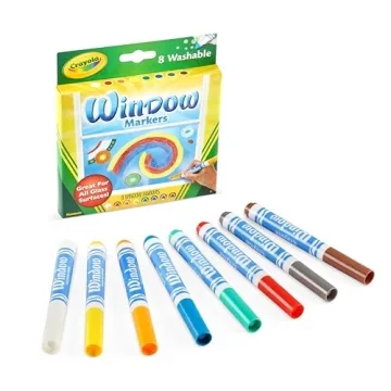 Crayola Window Markers (8 Count), Washable Window Markers for Kids, Works On Glass Surfaces, Fun Gifts for Kids