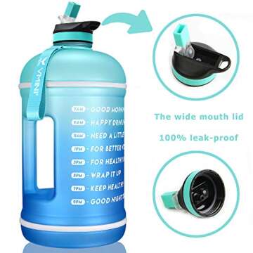 Vmini Motivational Water Bottle - 1 Gallon with Time Markers